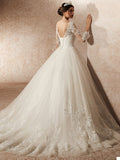 Romantic Long Sleeve Corset Wedding Dress