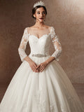 Romantic Long Sleeve Corset Wedding Dress