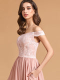 Elegant Off The Shoulder Bridesmaid Maxi Dresses with Pockets