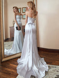 Sweetheart  Appliques Lace Beads Mermaid Prom Dresses with Ribbon