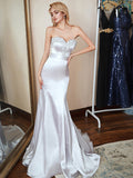 Sweetheart  Appliques Lace Beads Mermaid Prom Dresses with Ribbon