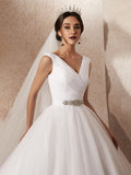 Simple Pleated Tulle Wedding Dress