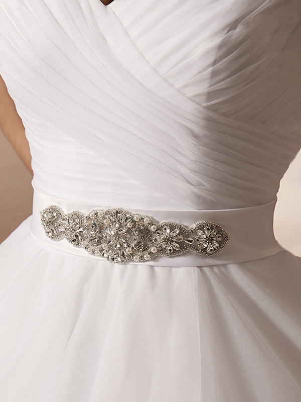 Simple Pleated Tulle Wedding Dress