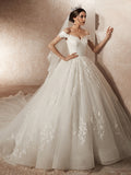 Vintage Cap Sleeve Long Wedding Dresses