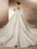 Modern V-Back Floral Lace Wedding Dresses