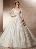 Illusion Long Sleeve Wedding Dresses