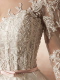 Illusion Long Sleeve Wedding Dresses