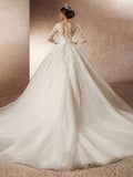 Luxury Long Sleeves Beaded Crystal Wedding Dresses