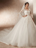 Luxury Long Sleeves Beaded Crystal Wedding Dresses