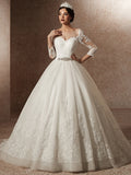 Romantic Long Sleeve Corset Wedding Dress