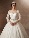 Romantic Long Sleeve Corset Wedding Dress