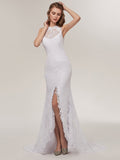 Modern Lace  Side Slit Mermaid Wedding Dresses