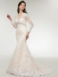 Vintage Long Sleeve Mermaid Wedding Dresses