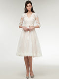 Modern Knee Length Wedding Dresses with Half Sleeve