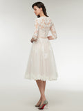 Modern Knee Length Wedding Dresses with Half Sleeve