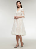 Modern Knee Length Wedding Dresses with Half Sleeve