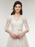 Modern Knee Length Wedding Dresses with Half Sleeve