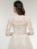 Modern Knee Length Wedding Dresses with Half Sleeve