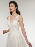 Beach Floral Lace Tulle Wedding Dresses