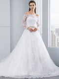 Off The Shoulder Long Sleeve Wedding Dress