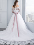 Off The Shoulder Long Sleeve Wedding Dress