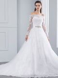 Off The Shoulder Long Sleeve Wedding Dress