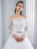 Off The Shoulder Long Sleeve Wedding Dress