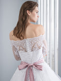 Off The Shoulder Long Sleeve Wedding Dress