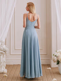 Fabulous A-Line V-Neck Sleeveless Spaghetti Straps Zipper Bridesmaid Dress With Slit