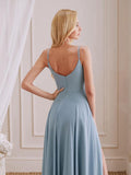 Fabulous A-Line V-Neck Sleeveless Spaghetti Straps Zipper Bridesmaid Dress With Slit