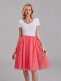 Two Pieces Round Neck Short Sleeves Tulle Short Bridesmaid Dress