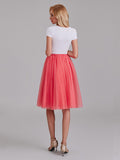 Two Pieces Round Neck Short Sleeves Tulle Short Bridesmaid Dress