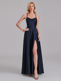 Gorgeous A-Line Halter Crisscross Floor-Length Bridesmaid Dress With Slit