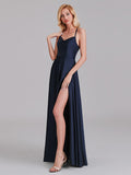 Gorgeous A-Line Halter Crisscross Floor-Length Bridesmaid Dress With Slit