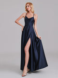 Gorgeous A-Line Halter Crisscross Floor-Length Bridesmaid Dress With Slit