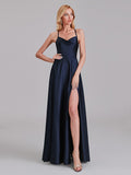 Gorgeous A-Line Halter Crisscross Floor-Length Bridesmaid Dress With Slit