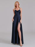 Gorgeous A-Line Halter Crisscross Floor-Length Bridesmaid Dress With Slit