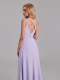 Simple A-Line Spaghetti Straps Pleated Chiffon Floor-Length Bridesmaid Dress