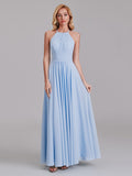 New A-Line Halter Pleated Chiffon Floor-Length Bridesmaid Dresses