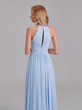 New A-Line Halter Pleated Chiffon Floor-Length Bridesmaid Dresses