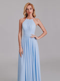 New A-Line Halter Pleated Chiffon Floor-Length Bridesmaid Dresses