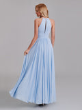 New A-Line Halter Pleated Chiffon Floor-Length Bridesmaid Dresses