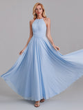 New A-Line Halter Pleated Chiffon Floor-Length Bridesmaid Dresses