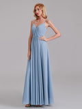 A-Line V-Neck Spaghetti Straps Chiffon Pleated Bridesmaid Dress