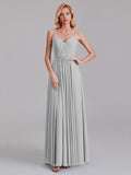 A-Line V-Neck Spaghetti Straps Chiffon Pleated Bridesmaid Dress