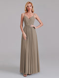 A-Line V-Neck Spaghetti Straps Chiffon Pleated Bridesmaid Dress