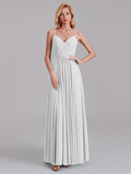 A-Line V-Neck Spaghetti Straps Chiffon Pleated Bridesmaid Dress