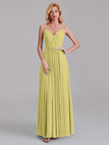 A-Line V-Neck Spaghetti Straps Chiffon Pleated Bridesmaid Dress