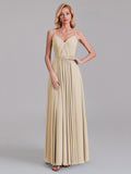 A-Line V-Neck Spaghetti Straps Chiffon Pleated Bridesmaid Dress