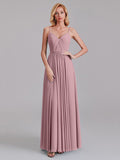 A-Line V-Neck Spaghetti Straps Chiffon Pleated Bridesmaid Dress